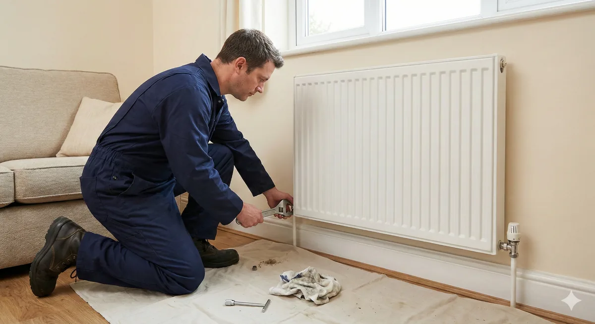 Radiator valve adjustment as part of central heating repair